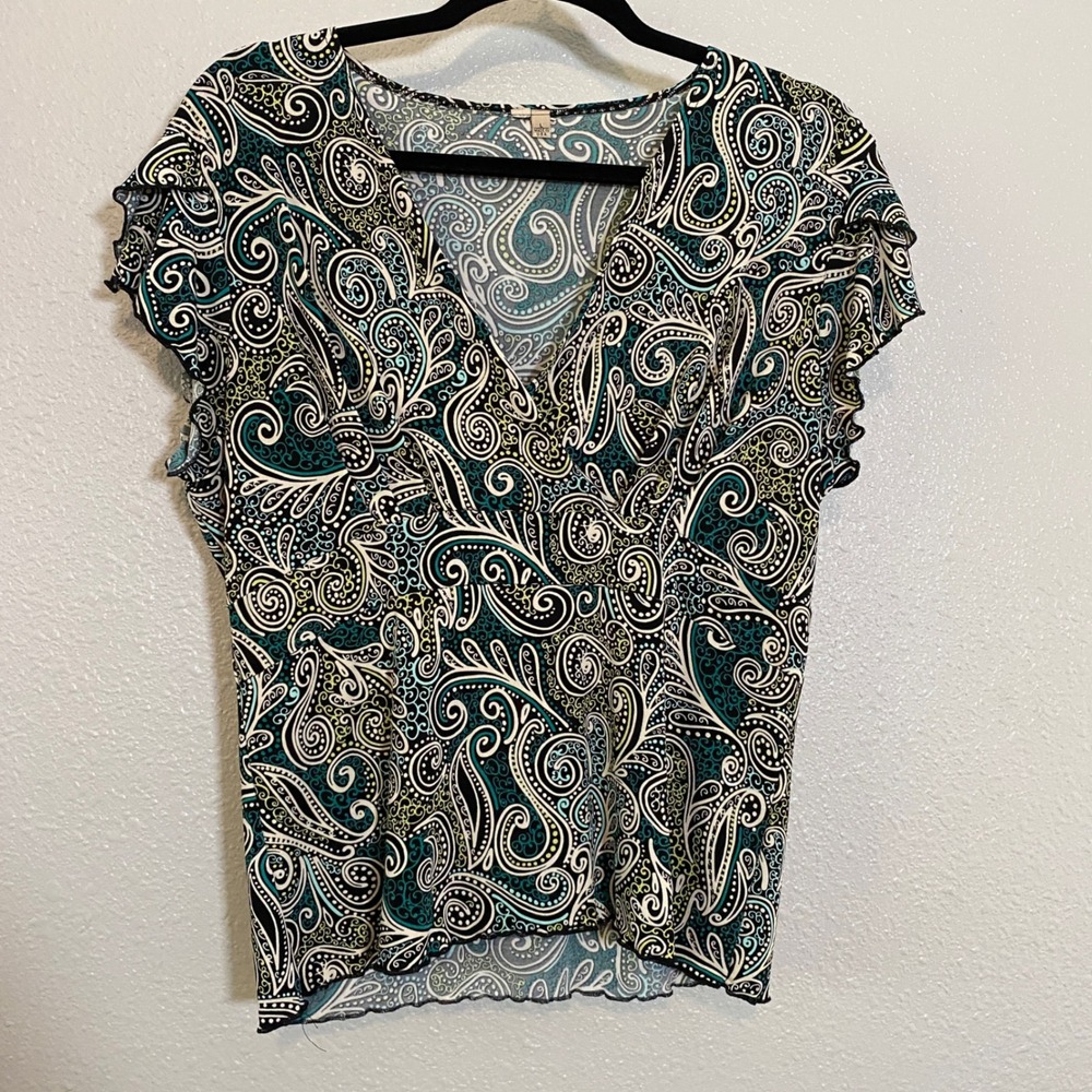 Vintage Y2K Paisley‎ Fairycore Artsy Boho Babydoll Top L Casual Summer